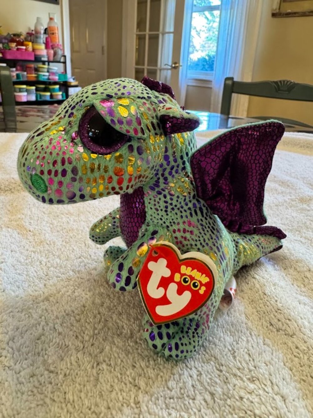 TY Beanie Boos - CINDER the Green Dragon (Glitter Eyes) (Regular - 6 inch)